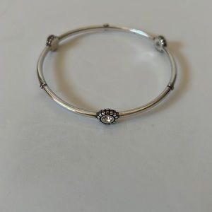 Brighton “Twinkle” Round Bangle Silver with 3 Round Clear Crystals